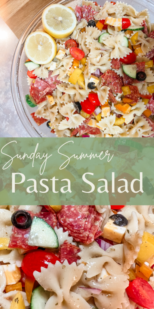 Sunday Summer Pasta Salad #family #mealprep #churchmeal #pastasalad #mommeals #homemade #healthy #vegetables